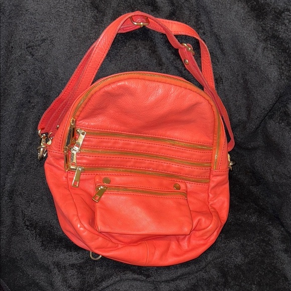 Laura Di Maggio Soft Stylish Orange Leather Backpack Rare* main image 8